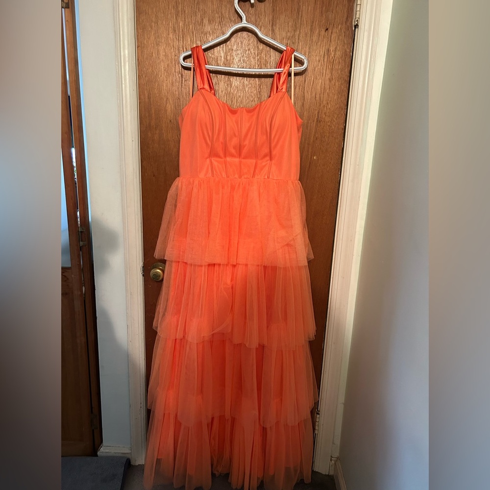 A-line tulle Orange Wedding Dress